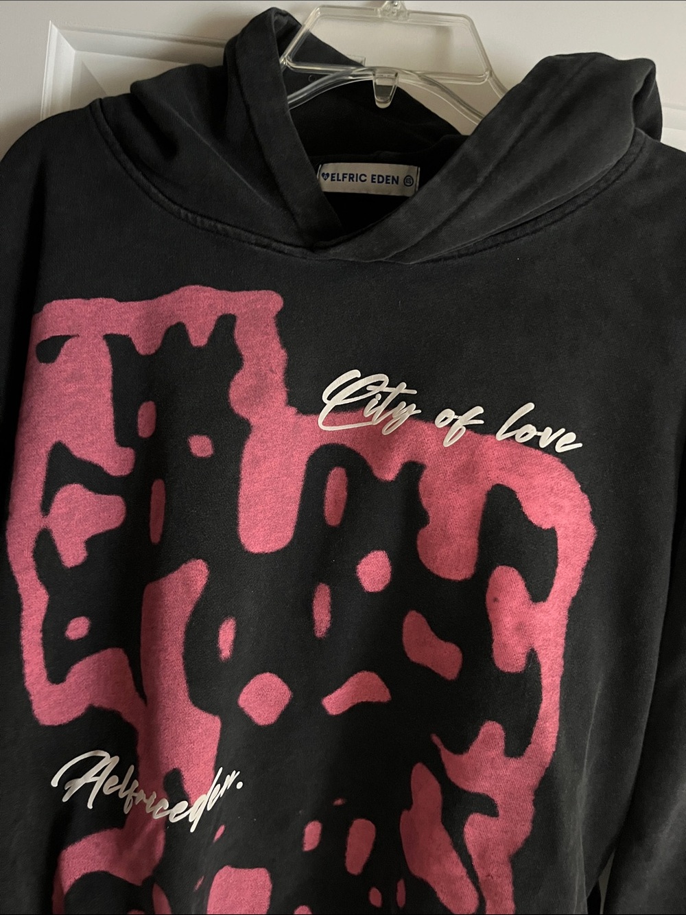 Aelfric Eden Black Hoodie with Pink Graphic "City of Love"